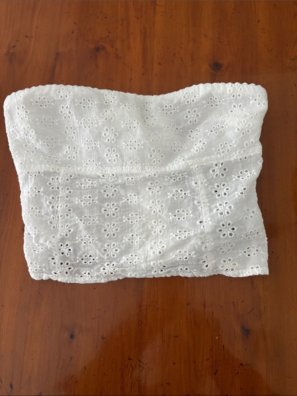 White Eyelet Strapless Bandeau Top